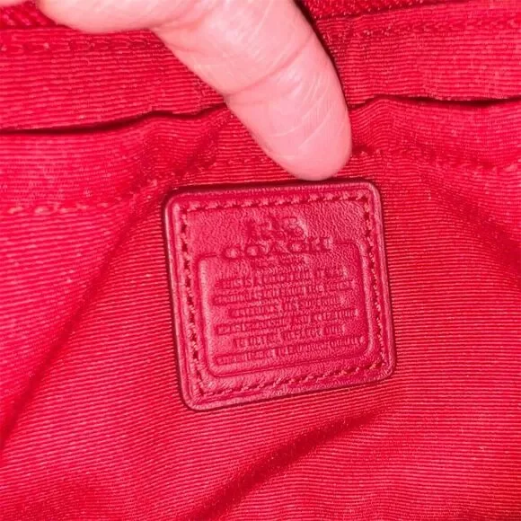 COACH Nolita 15 Red Leather Wristlet w Silver Chain Strap Women's Bag AUTHENTIC - Picture 9 of 9